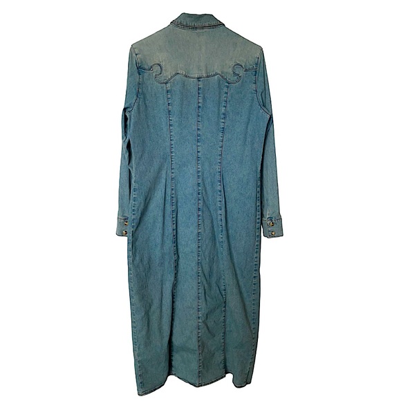 Isabella Bird Women’s Western Denim Button Down Dress Duster Jean Jacket - Picture 2 of 8
